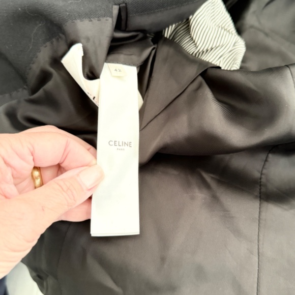 CELINE Black Classic Suit Wool Blazer Sz 42 Stunning Gold Buttons Work Wear - Picture 14 of 16